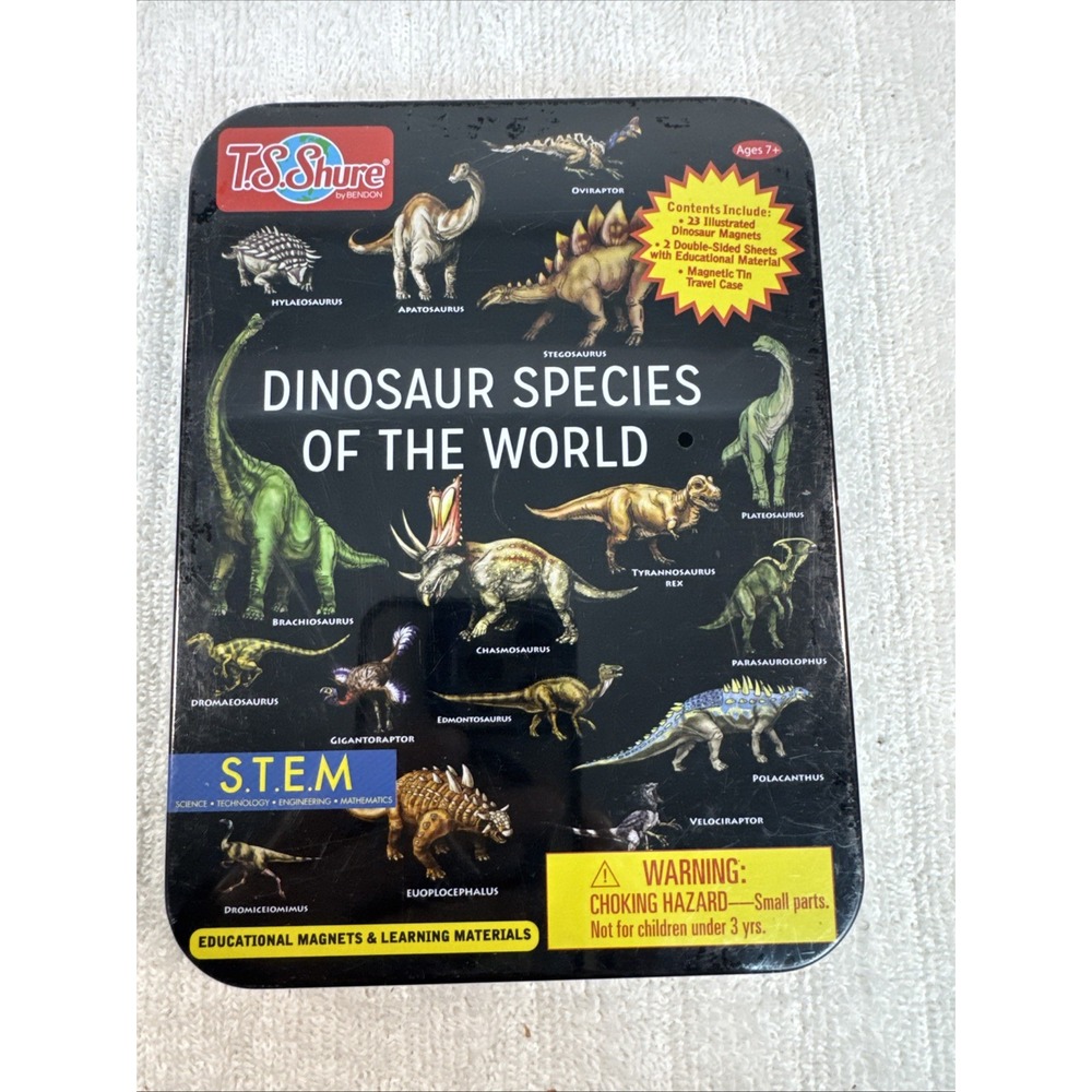 Bendon T.S. Shure Dinosaur Species of the World STEM Magnet Tin Set NEW